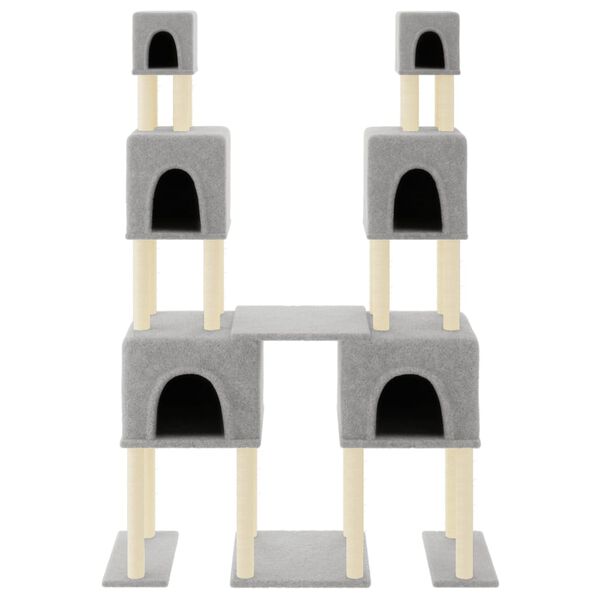 vidaXL Cat Tree with Sisal Scratching Posts Light Grey 199 cm
