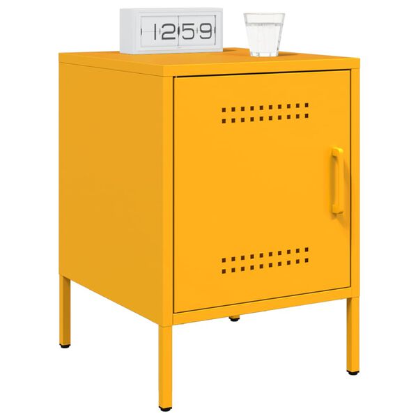 vidaXL Bedside Cabinet Mustard Yellow 36x39x50.5 cm Steel