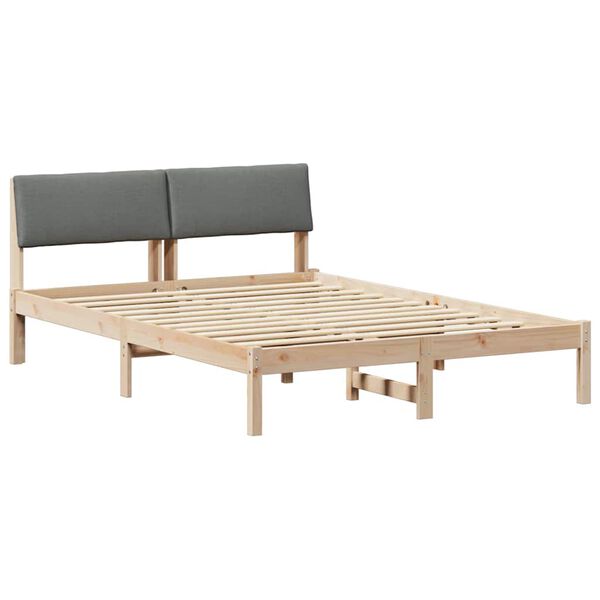vidaXL Bed frame Brown and dark grey 140 x 200 cm Solid pine wood
