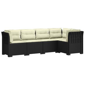 vidaXL 5-Seater Garden Sofa with Cushions Rattan Look PP Anthracite