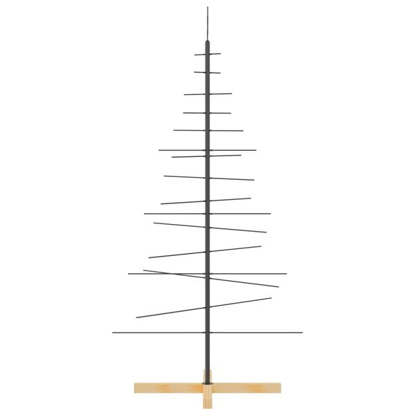 vidaXL Metal Christmas Tree with Wooden Base Black 150 cm