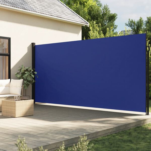 vidaXL Retractable Side Awning Blue 220x600 cm