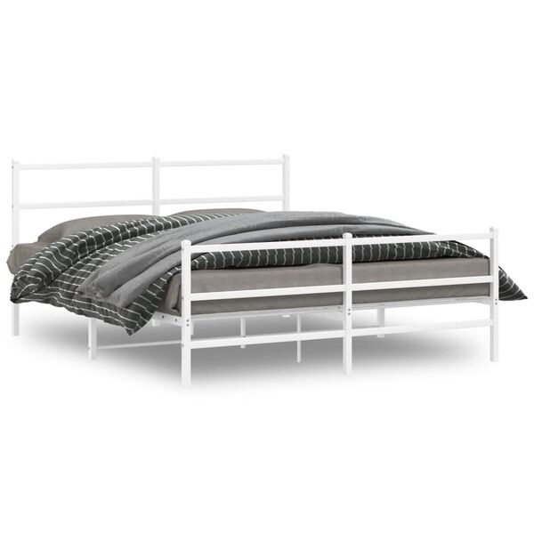 vidaXL Metal Bed Frame without Mattress with Footboard White 150x200cm