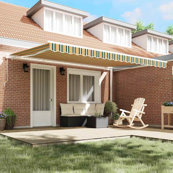 vidaXL Awning Manual Green and Yellow 450 x 350 x 165 cm Polyester