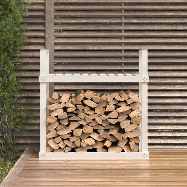 vidaXL Firewood Rack White 110x35x108.5 cm Solid Wood Pine