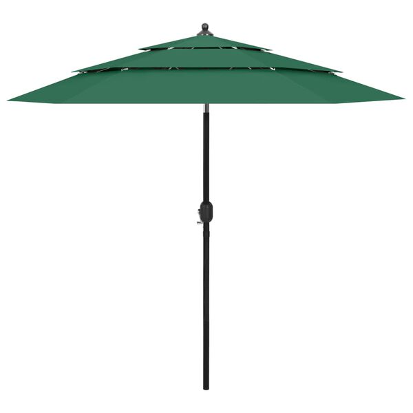 vidaXL 3-Tier Garden Parasol with Aluminium Pole Green 2.5 m