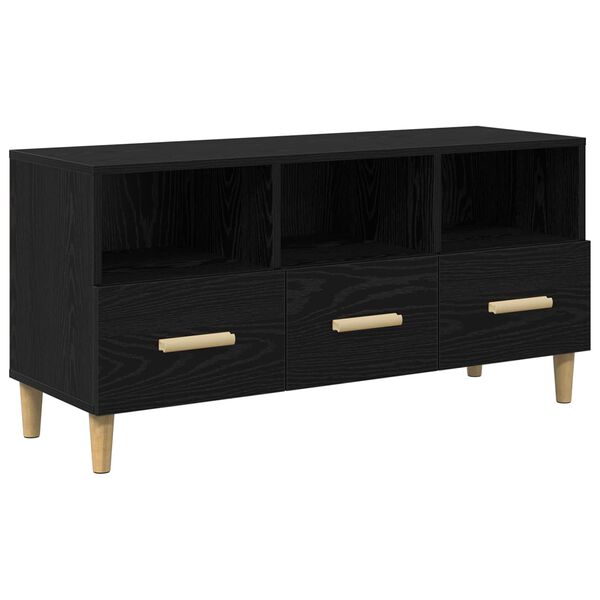 vidaXL TV Cabinet Black Oak 102 x 36 x 50 cm Engineered Wood