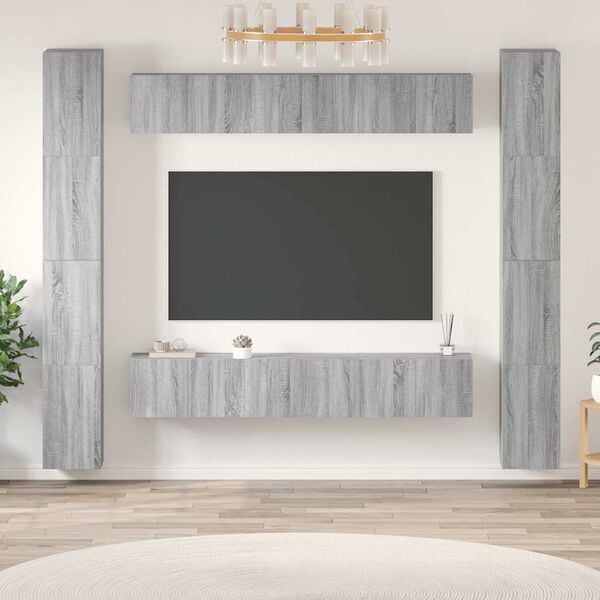 vidaXL 6 Piece TV Cabinet Set Grey Sonoma Engineered Wood