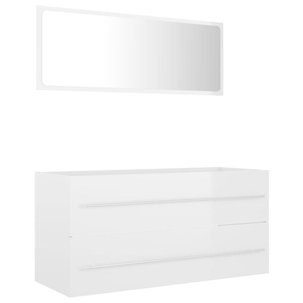 vidaXL 2 Piece Bathroom Furniture Set High Gloss White Engineered Wood