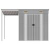 vidaXL Garden Shed with Extended Roof Light Grey 277x107x181 cm Steel