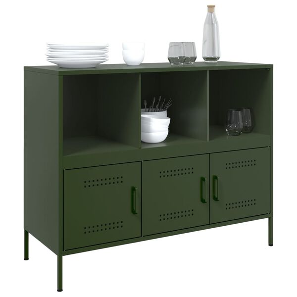 vidaXL Sideboard Olive Green 100.5x39x79 cm Steel