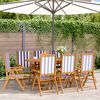 vidaXL Reclining Garden Chairs 8 pcs Blue and White Fabric and Solid Wood
