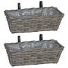 vidaXL Hanging Planter Basket 2 pcs Grey 48 x 22 x 15 cm Lacak Rattan
