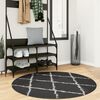 vidaXL Shaggy Rug PAMPLONA High Pile Modern Black and Cream &Oslash; 120 cm