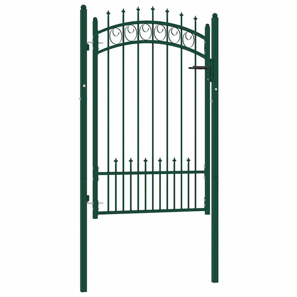 vidaXL Fence Gate with Spikes Steel 100x150 cm Green