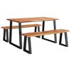 vidaXL 3 Piece Dining Set with Live Edge Solid Wood Acacia
