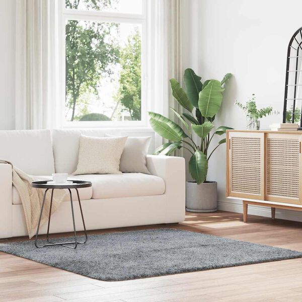 vidaXL Shaggy Rug High Pile NAVARRA Light Grey 160x160 cm Polyester