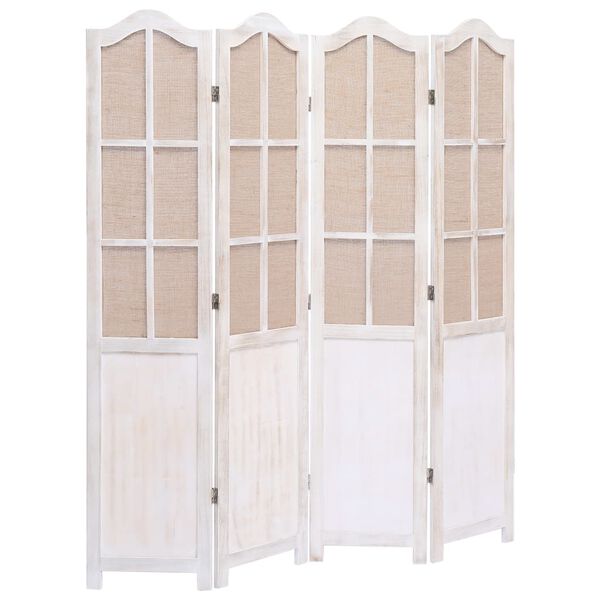 vidaXL 4-Panel Room Divider White 140x165 cm Fabric