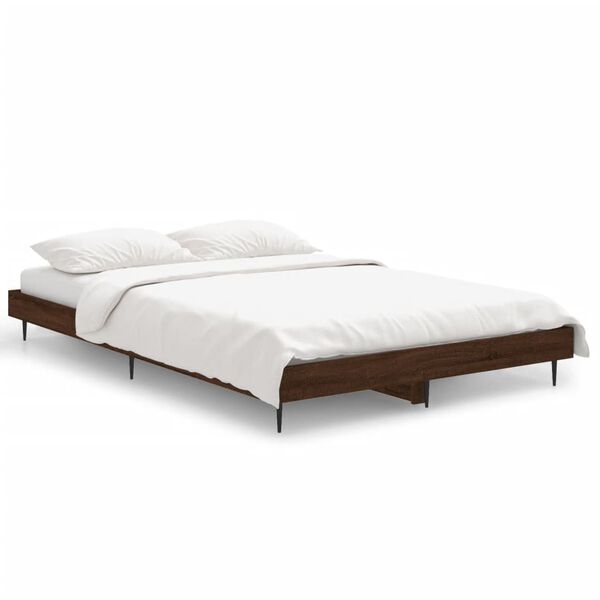 vidaXL Bed Frame without Mattress Brown Oak 120x190 cm Small Double Engineered Wood