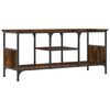 vidaXL TV Cabinet Smoked Oak 100x35x45 cm Engineered Wood&Iron
