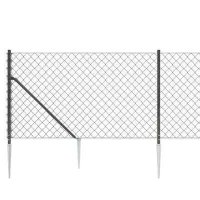 vidaXL Chain Link Fence with Spike Anchors Anthracite 0.8x10 m