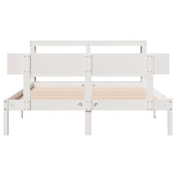 vidaXL Bed Frame without Mattress White 140x190 cm Solid Wood Pine