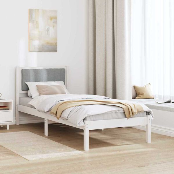 vidaXL Bed Frame with Upholstered Headboard Light Grey 75 x 190 cm