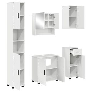 vidaXL Bathroom Furniture Set with Drawer 5 pcs High Gloss White