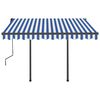 vidaXL Manual Retractable Awning with LED 3x2.5 m Blue and White
