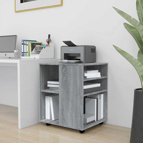 vidaXL Rolling Cabinet Grey Sonoma 60x53x72 cm Engineered Wood