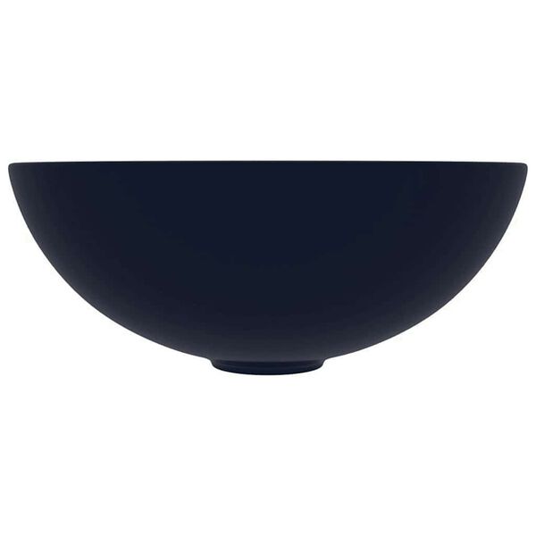 vidaXL Bathroom Sink Ceramic Dark Blue Round
