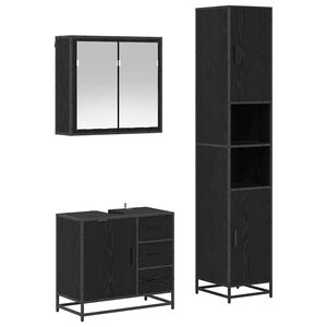 vidaXL Bathroom Furniture Set 3 pcs Black Oak Engineered Wood
