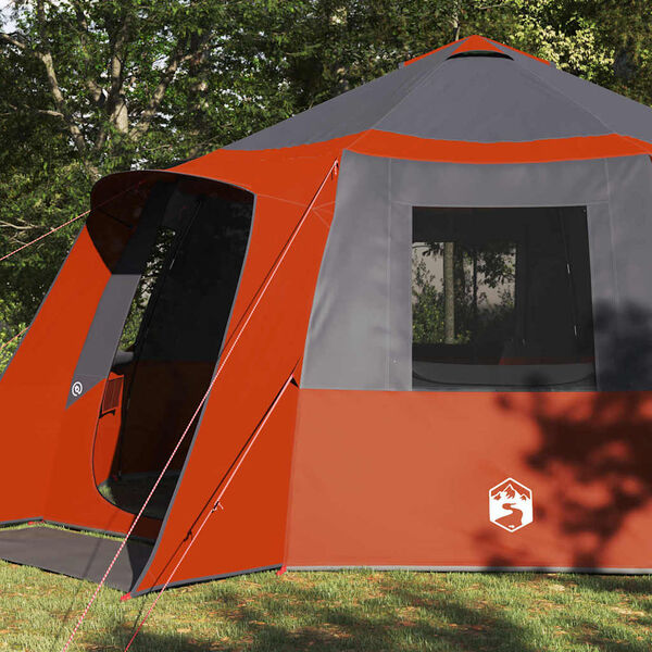 vidaXL Cabin Tent with Roof Grey and Orange 500 x 500 x 294 cm