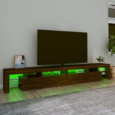 vidaXL TV Cabinet with LED Lights Brown Oak 260x36.5x40 cm