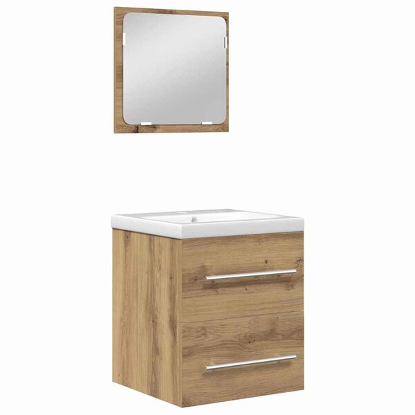 vidaXL Bathroom Furniture Set 2 pcs Black Oak Engineered Wood