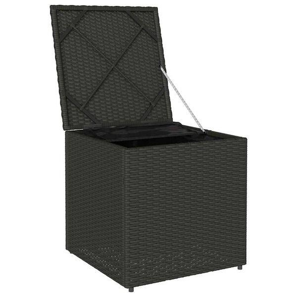 vidaXL Cushion Box with Storage Black 50 x 50 x 50 cm Poly Rattan