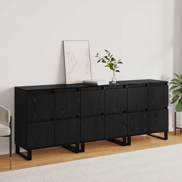 vidaXL Sideboard 3 pcs Black Oak 60 x 35 x 70 cm