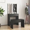 vidaXL Dressing Table Set with LED Black Engineered Wood