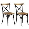 vidaXL Cross Chair | Set of 2 | Black, Natural Wood | Solid Mango Wood, Steel