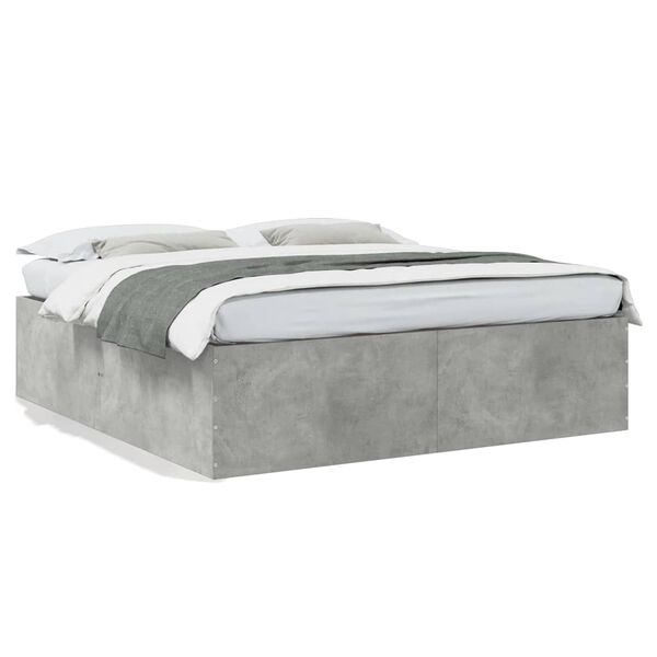 vidaXL Bed Frame without Mattress Concrete Grey 200x200 cm