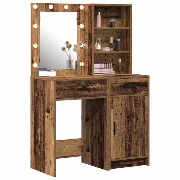 vidaXL Dressing Table Set with Drawer 2 pcs Old Wood Engineered Wood