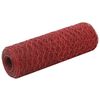 vidaXL Chicken Wire Fence Steel with PVC Coating 25x0.5 m Red