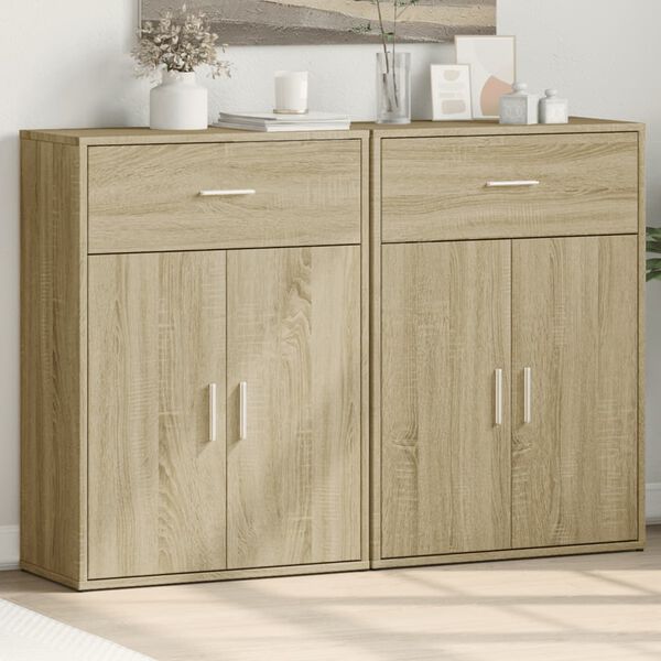 vidaXL Sideboards 2 pcs Sonoma Oak 60x30x84 cm Engineered Wood