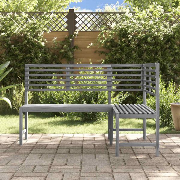 vidaXL Garden Corner Bench Grey 140 cm Solid Acacia Wood