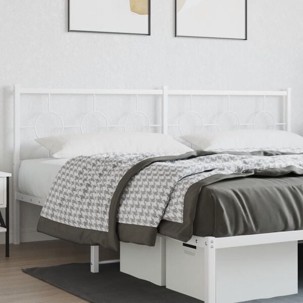 vidaXL Metal Replace Headboard White 193 cm