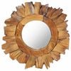 vidaXL Mirror | Teak | Teak wood and glass | 40 cm diameter | Decorative Inlays