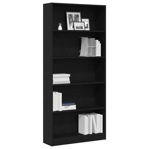 vidaXL Bookcase Black Oak 80x24x176 cm Engineered Wood
