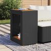 vidaXL Garden Side Table with Wooden Top Black 60x40x75 cm Poly Rattan