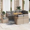 vidaXL 9 Piece Garden Sofa Set with Cushions Beige Poly Rattan Acacia