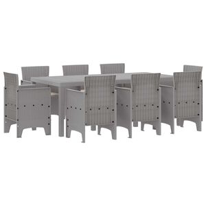 vidaXL Garden Dining Set 9 pcs Light Grey Polypropylene